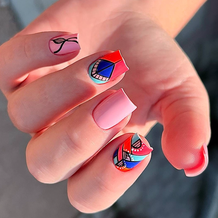 Гель лак с дизайном (2 -4 ногтя) (короткие ногти)