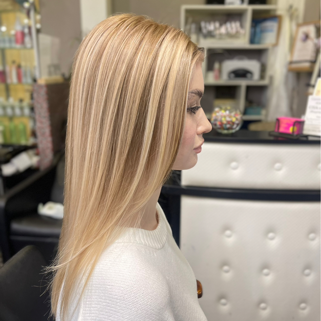 МЕЛИРОВАНИЕ/ЧАСТОЕ  ВОЛОС (ФОЛЬГА): Длинные волосы от плеч