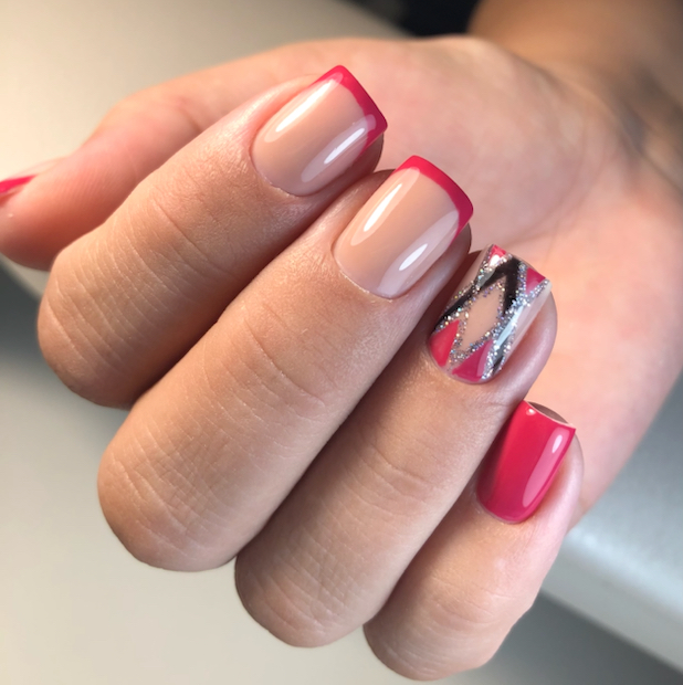 Маникюр с укреплением(короткие и средние до 2ед)