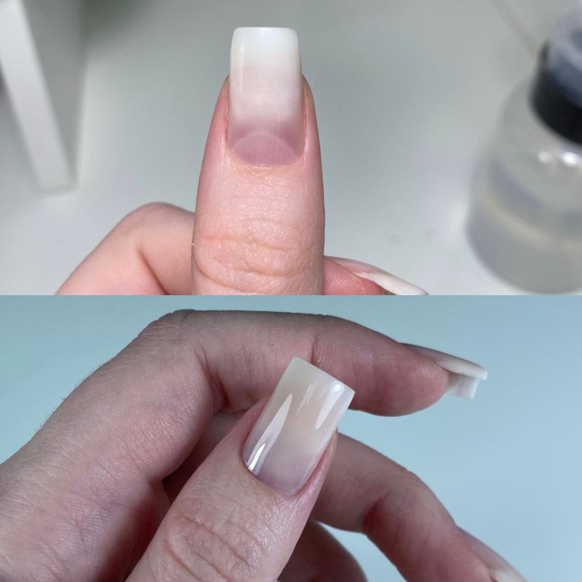 Сложная коррекция (исправление архитектуры, клюющих, скрученных ногтей) + однотонное покрытие