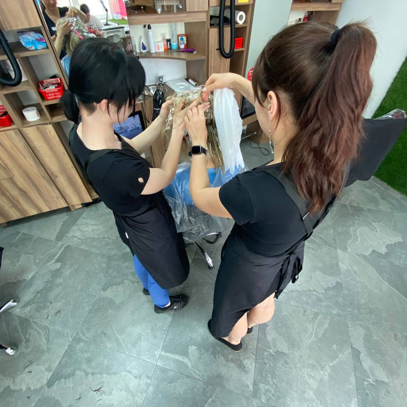 Окрашивание  в один тон (краска чио-чио)