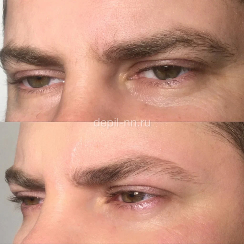 Коррекция бровей плёночным воском для мужчин