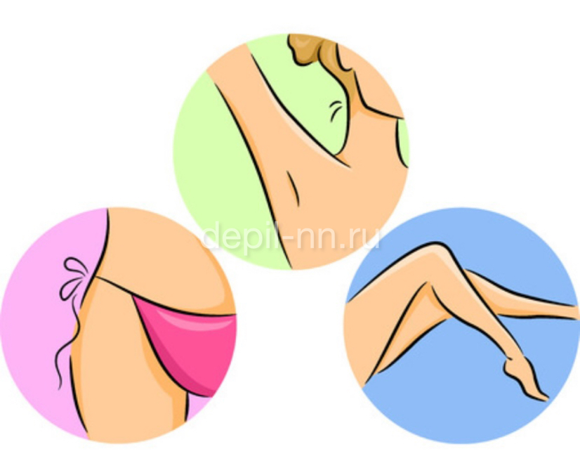 Ноги+гл.бикини+подмышки(сахар/тёплый воск;сахар/пленочный воск)