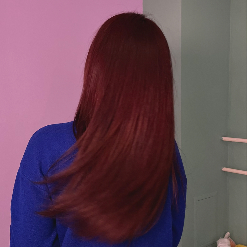 Окрашивание в один тон на длинные волосы