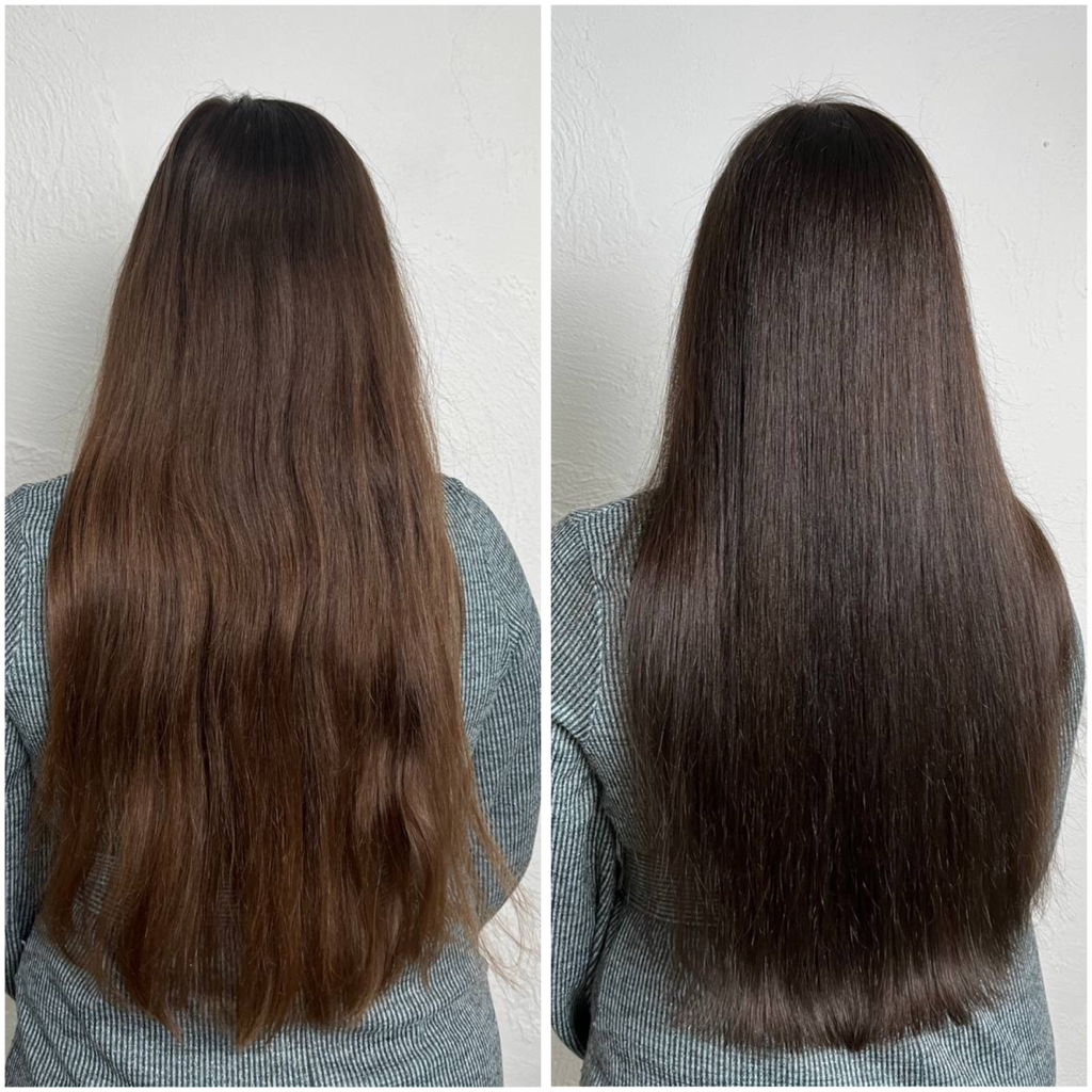 Тонирование + уход + стрижка (длина ниже лопаток)