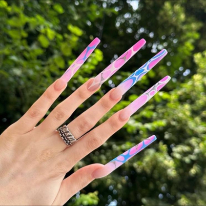 Коррекция ЭКСТРА-длинного наращивания с любым дизайном