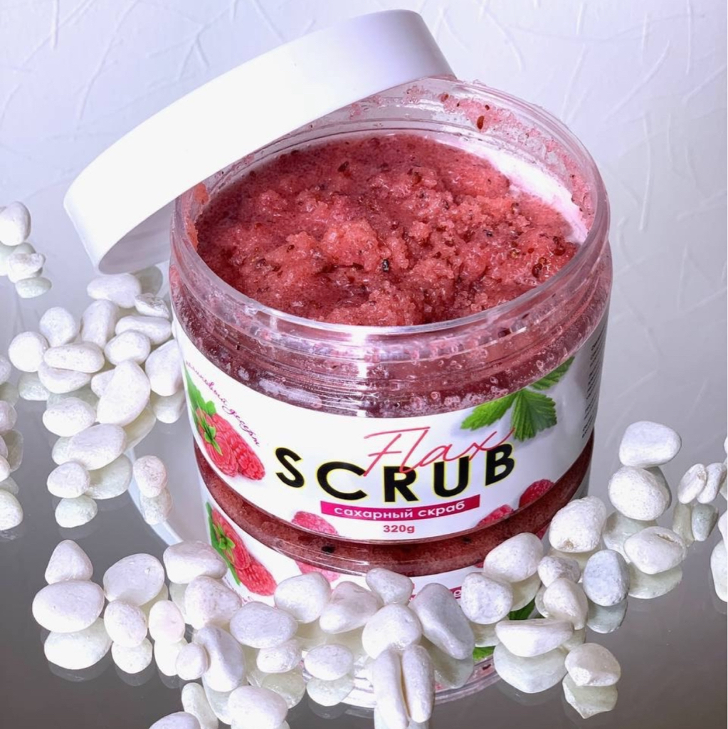 Сахарный скраб Малиновый десерт FlaxScrub