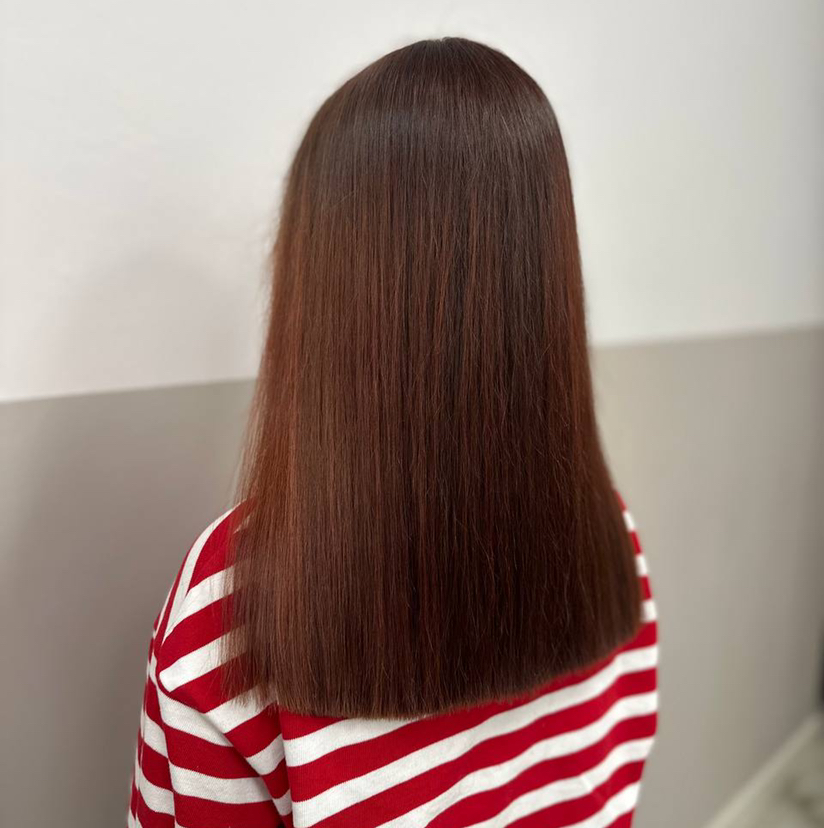 Однотонное окрашивание длинные волосы( ниже плеч)