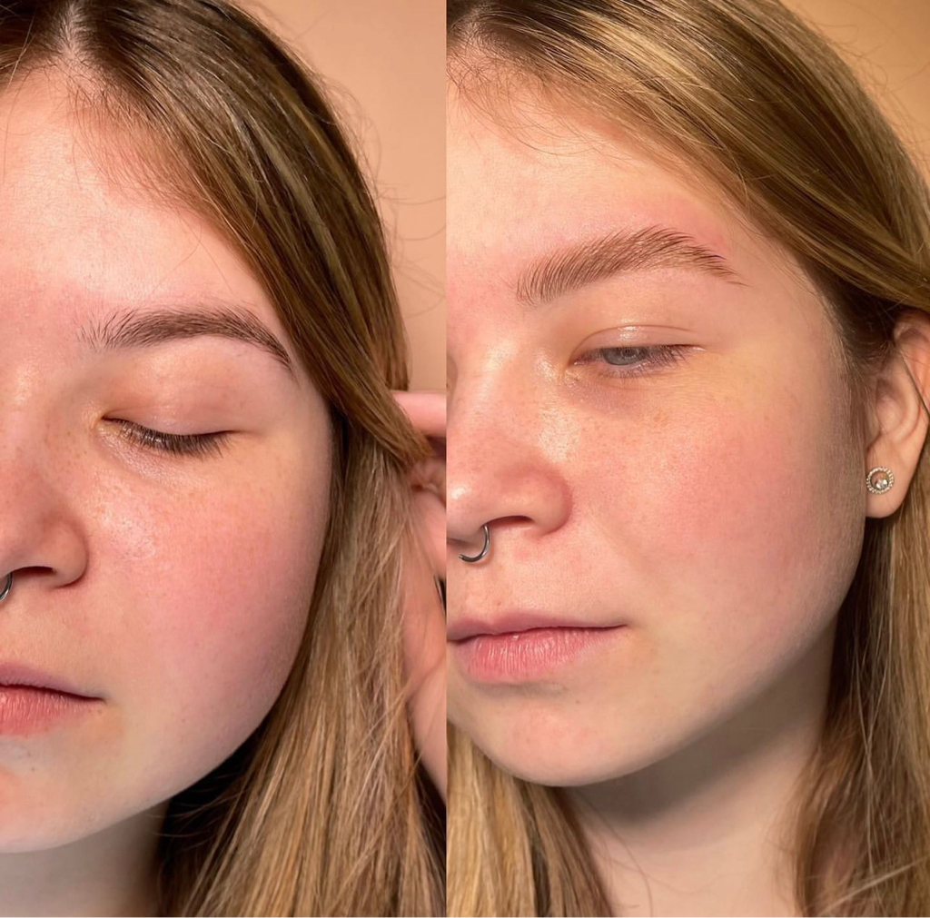 Бережное осветление бровей