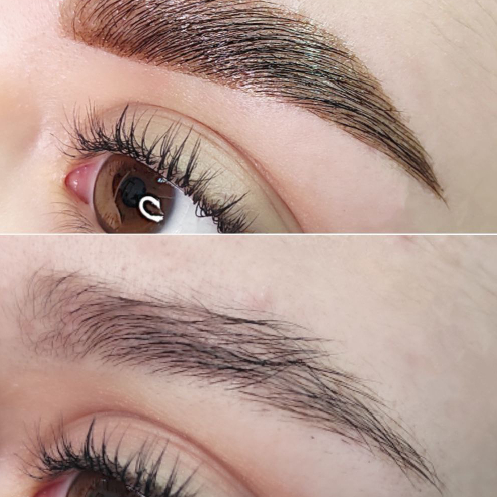 Ламинирование бровей + окрашивание краской + коррекция