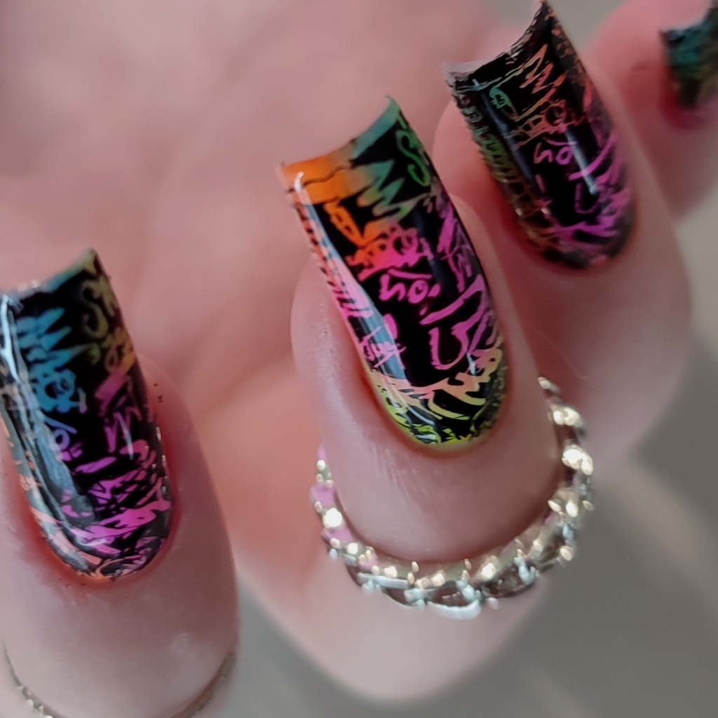 Стемпинг "ЧТО-ТО НА БОГАТОМ" (однослойный, 10ногтей)