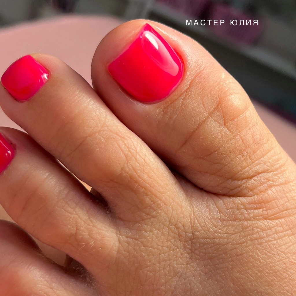 Педикюр Аппаратный обработка пальчиков+покрытие однотон