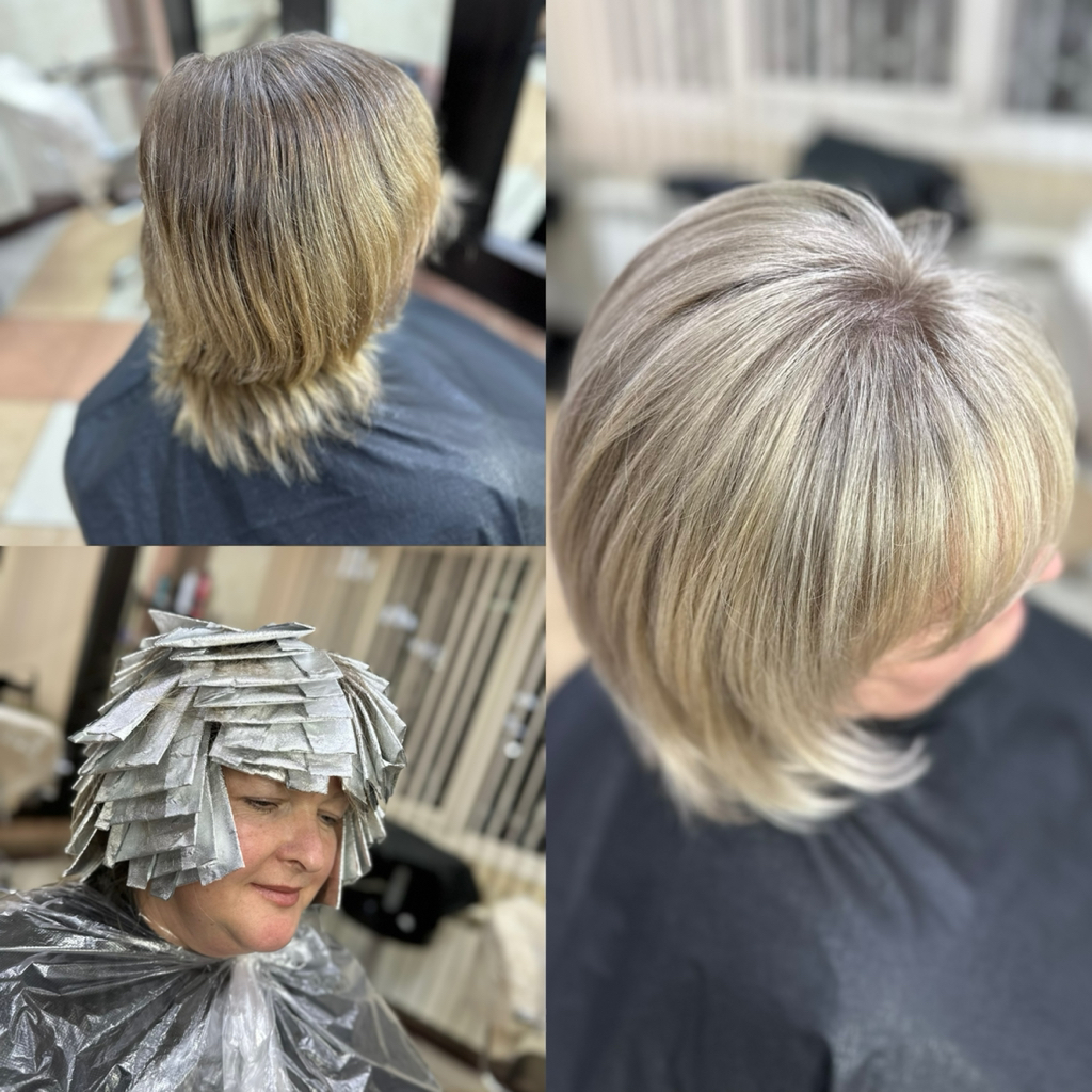 Мелирование, айртач с тонированием (прикорневое до, 4 см, короткие волосы)