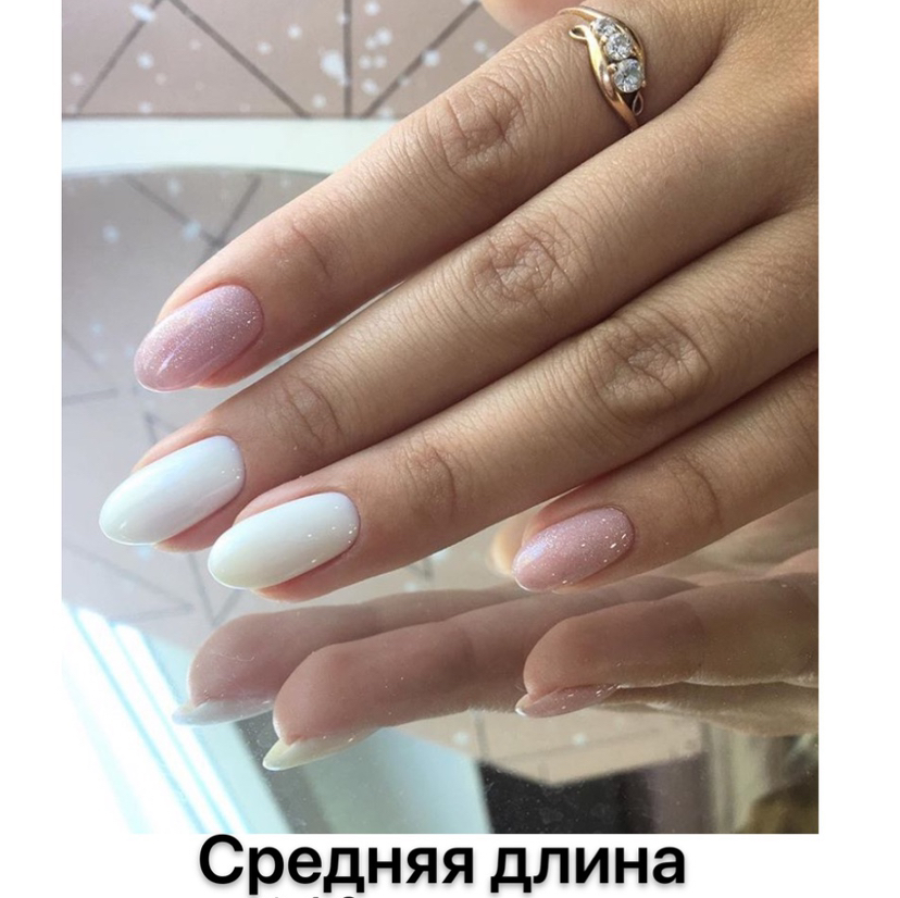 Маникюр однотон(средняя длина)