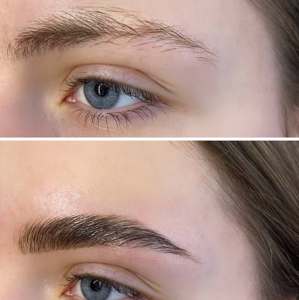 Uzacu formas korekcija, krāsošana un laminēšana