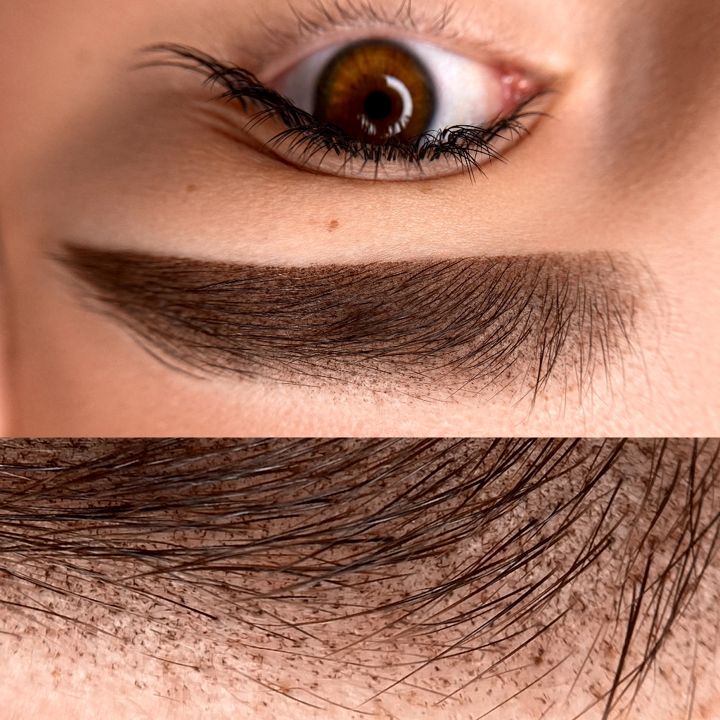 Брови "пудровое напыление"