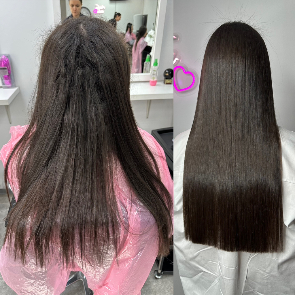 Нанопластика волос. Тотальное выпрямление, выполняем не всем. Определяем на месте, после диагностики.