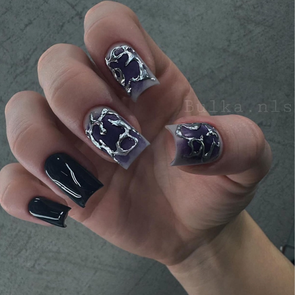 Комби маникюр+ сложный дизайн