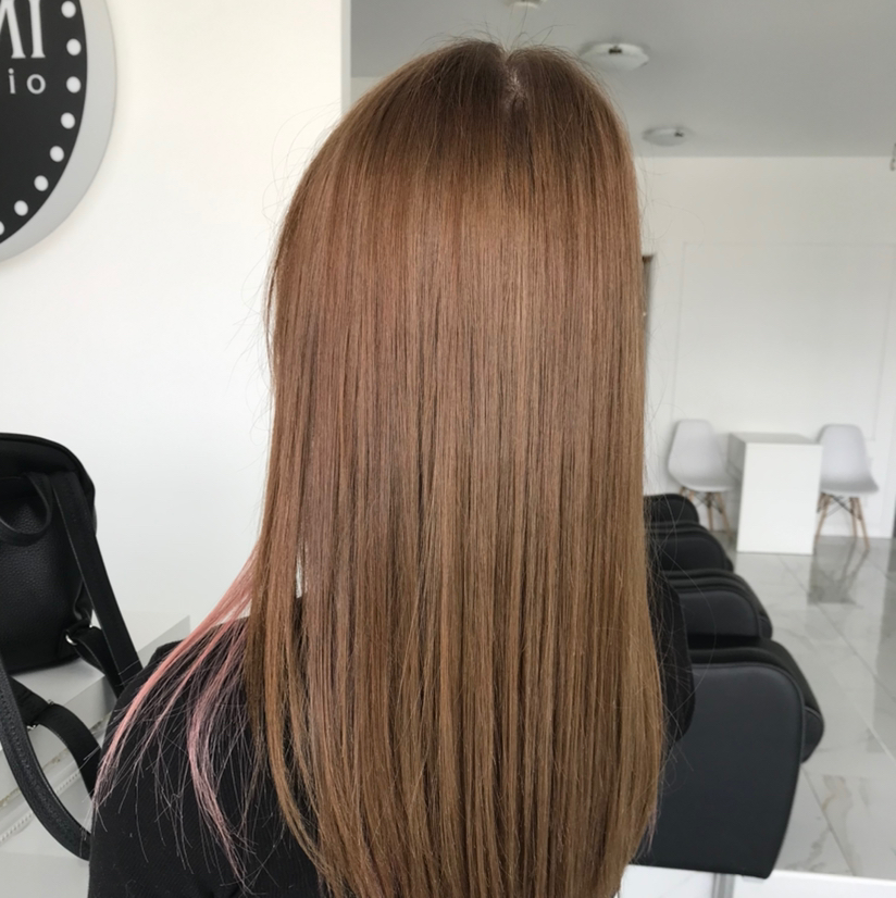 Выход из блонда ( репигментация + окрашивание в один тон)