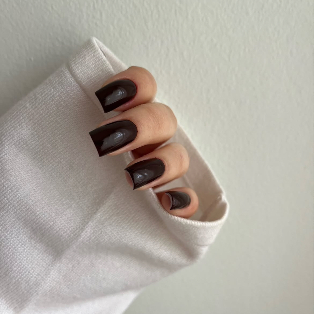 E-file manicure with gel overlay