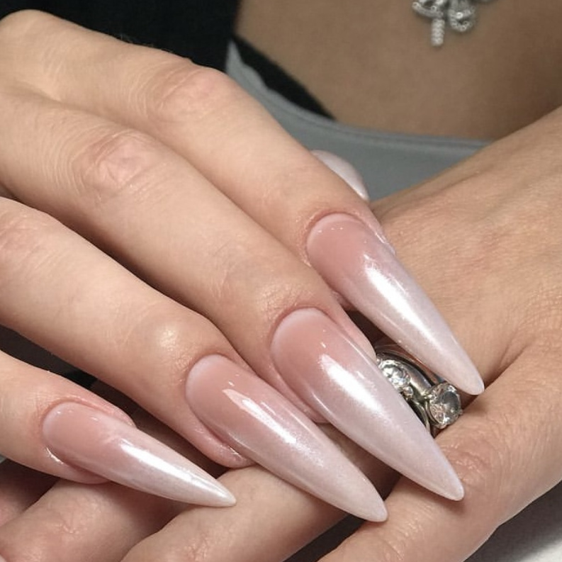 Наращивание новых ногтей с покрытием/нюд длинные ОТ 0,5 см
