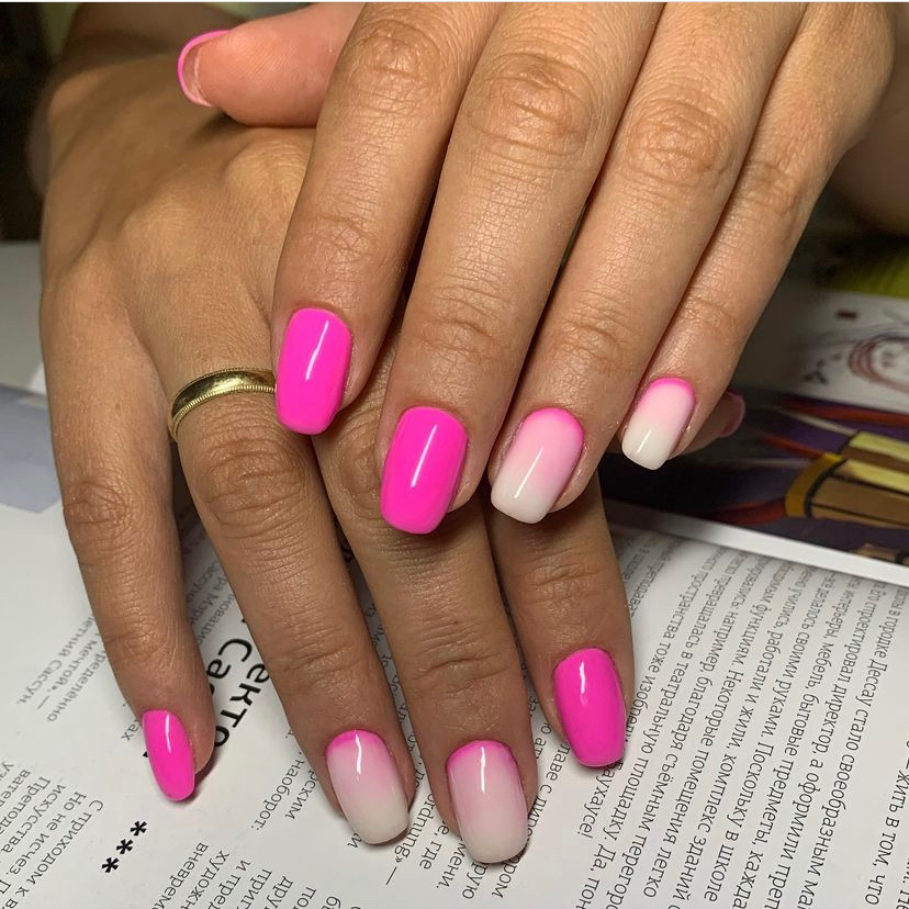 Маникюр снятие старого покрытия, покрытие гель-лак, салонный дизайн 2 пальчика.