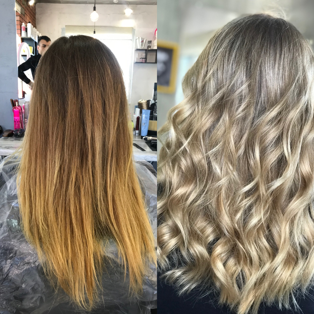 Сложное окрашивание(с осветлением и тонированием)
-Милирование.
-Airtouch. 
-шатуш. 
-Балаяж. 
Волосы ниже лопаток.