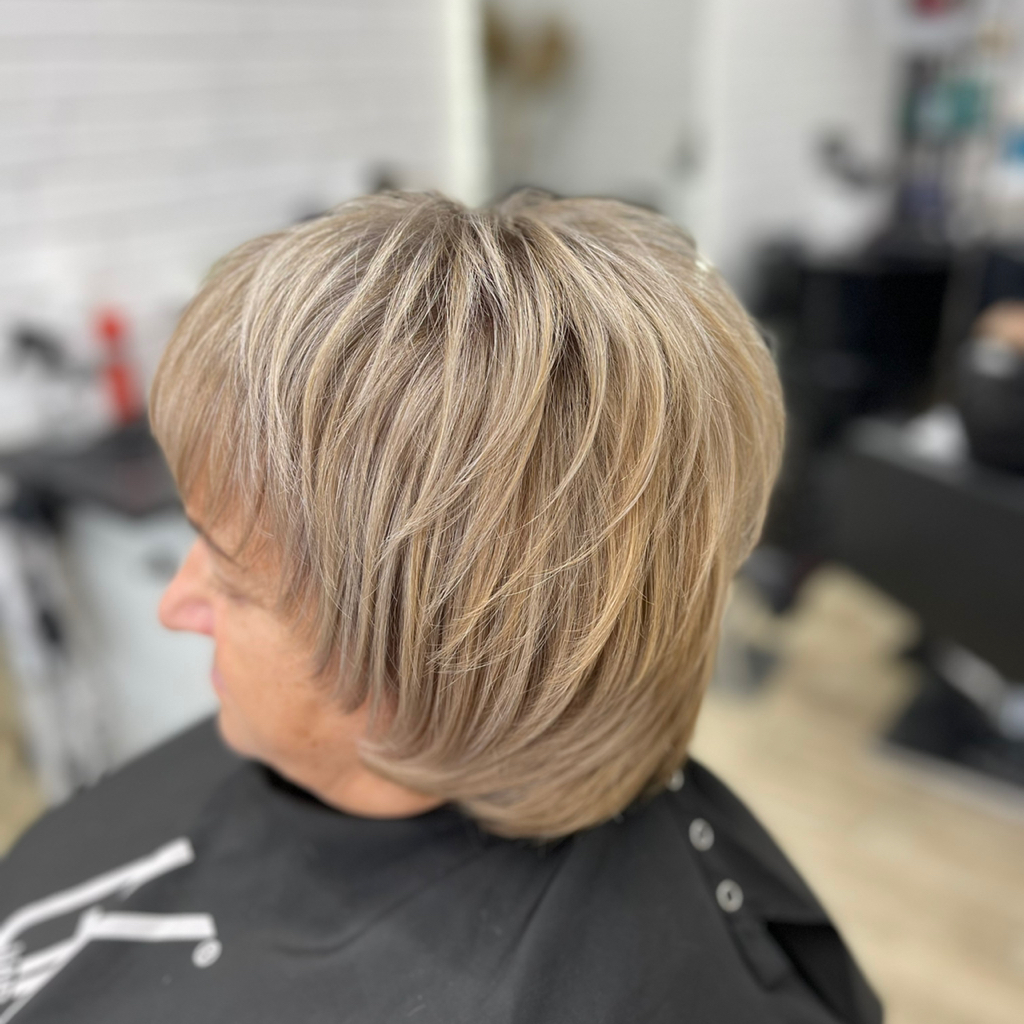 Окрашивание в один тон(короткие волосы,ушко закрыто)