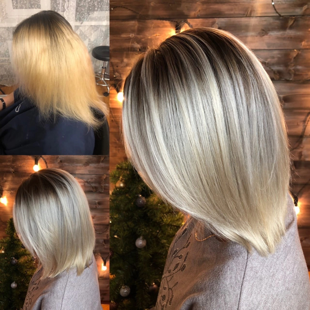 сложное окрашивание Blur (растяжка затемнение корней) длинные волосы