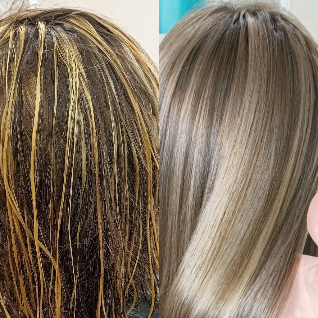 окрашивание в 1 тон или тонирование средней длины волос