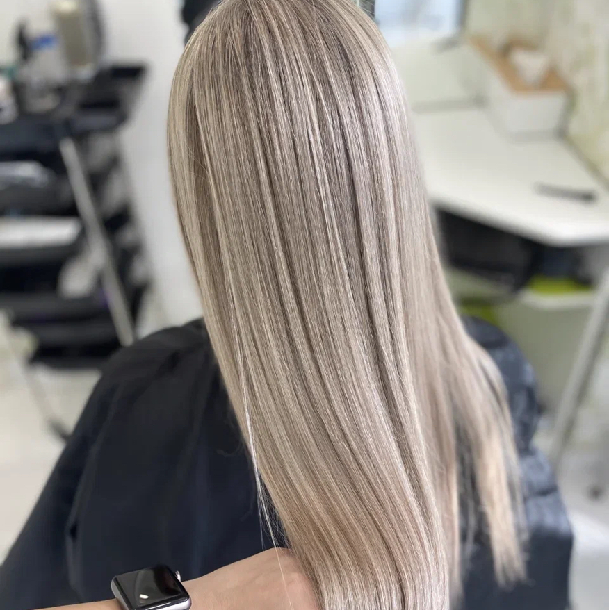 Мелирование + тонирование (волосы средней длины)