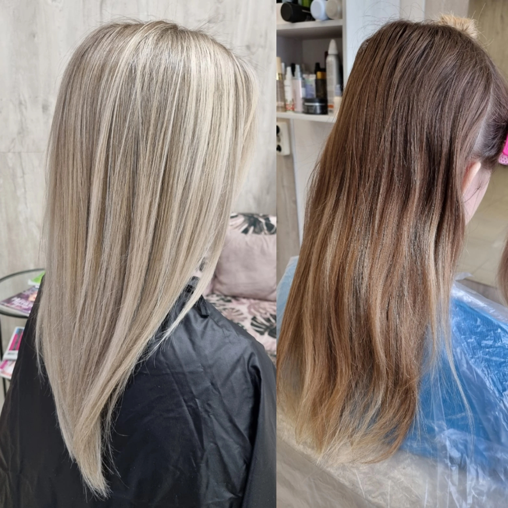 Сложное окрашивание (аиртач, рельефное окрашивание, шатуш) Различные техники мелирования ( бесшовное, классическое, вуаль) Средняя длина