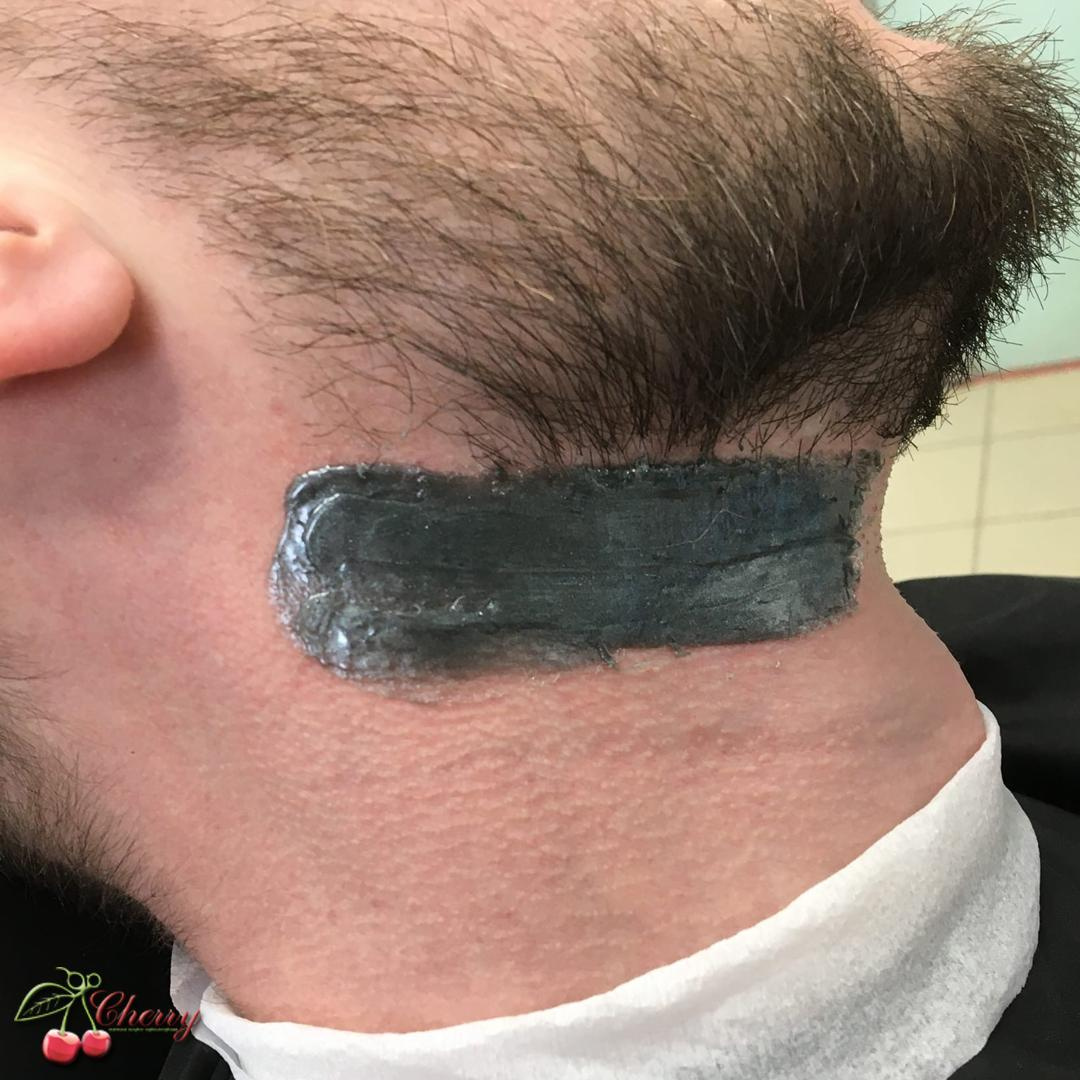 Оформление бороды воском (шея)