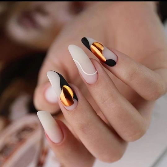 Medium length extension  manicure including