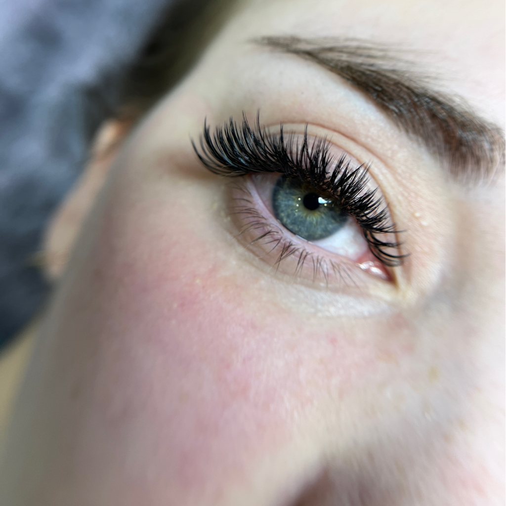 Мокрый эффект; лучи; изгибы М, L; цветные ресницы