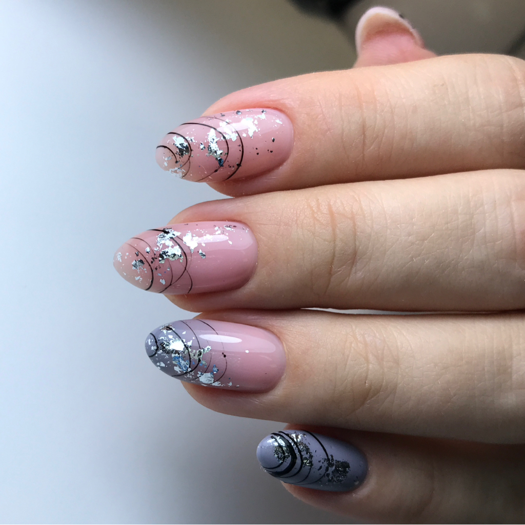 Укрепление ногтей гелем (однотон,фольга, слайдеры)