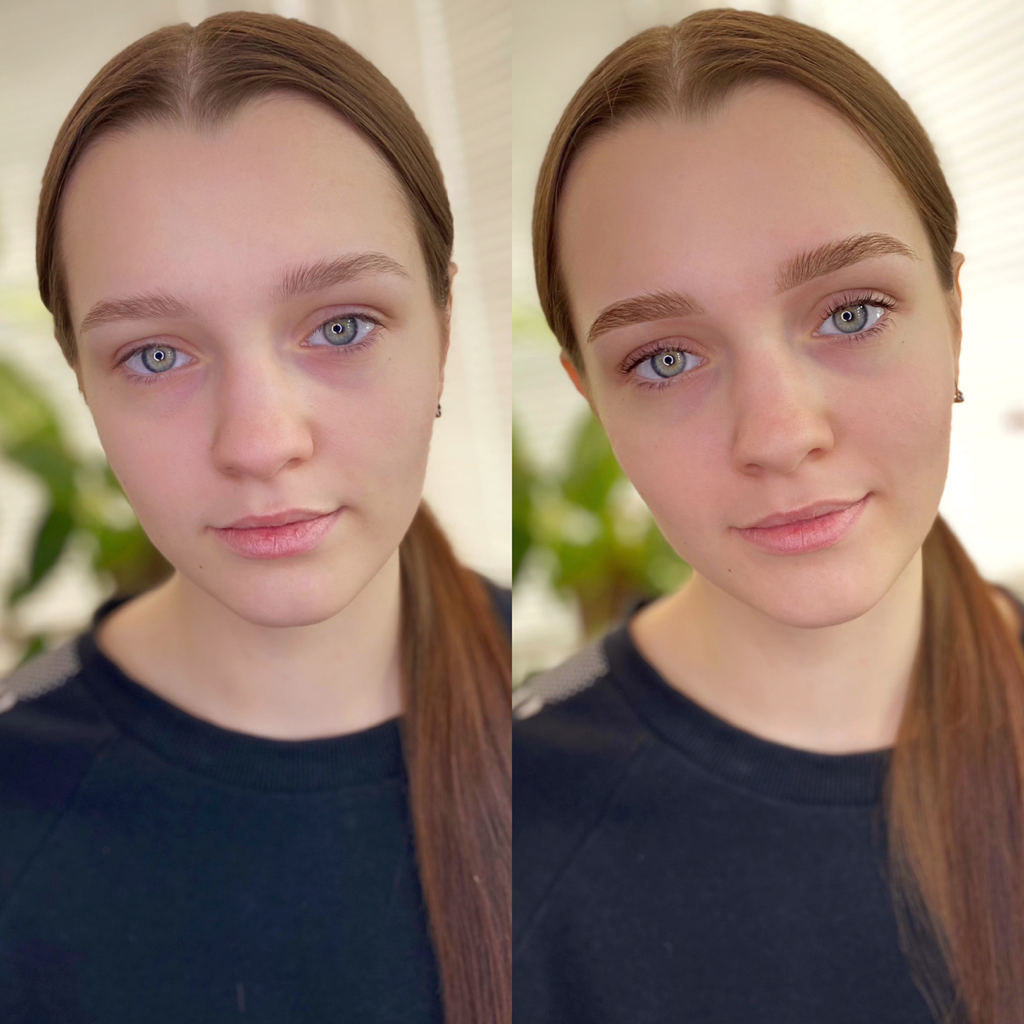 Лами ресниц+окрашивание бровей краской с коррекцией