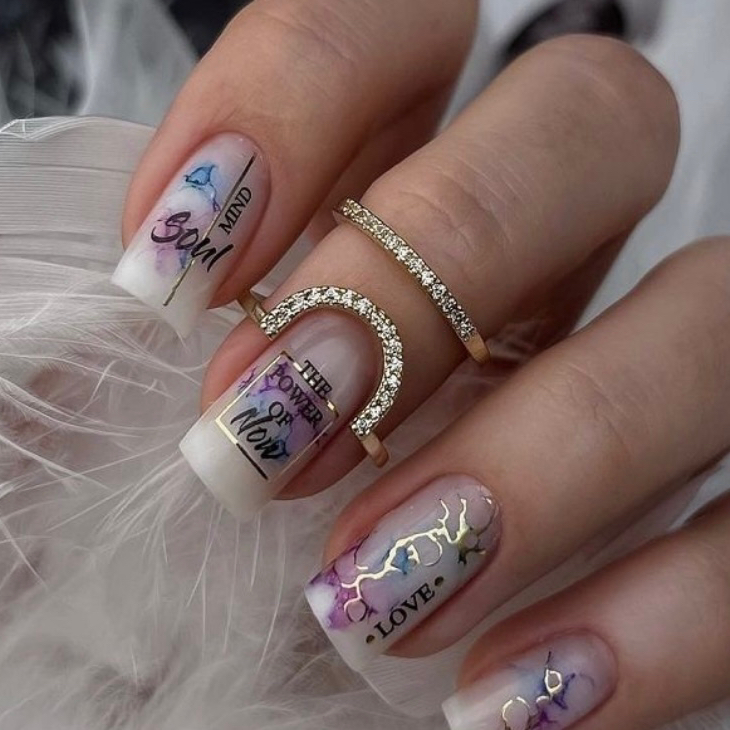 Маникюр с покрытием гель лак+ дизайн  (укрепление гель, база)