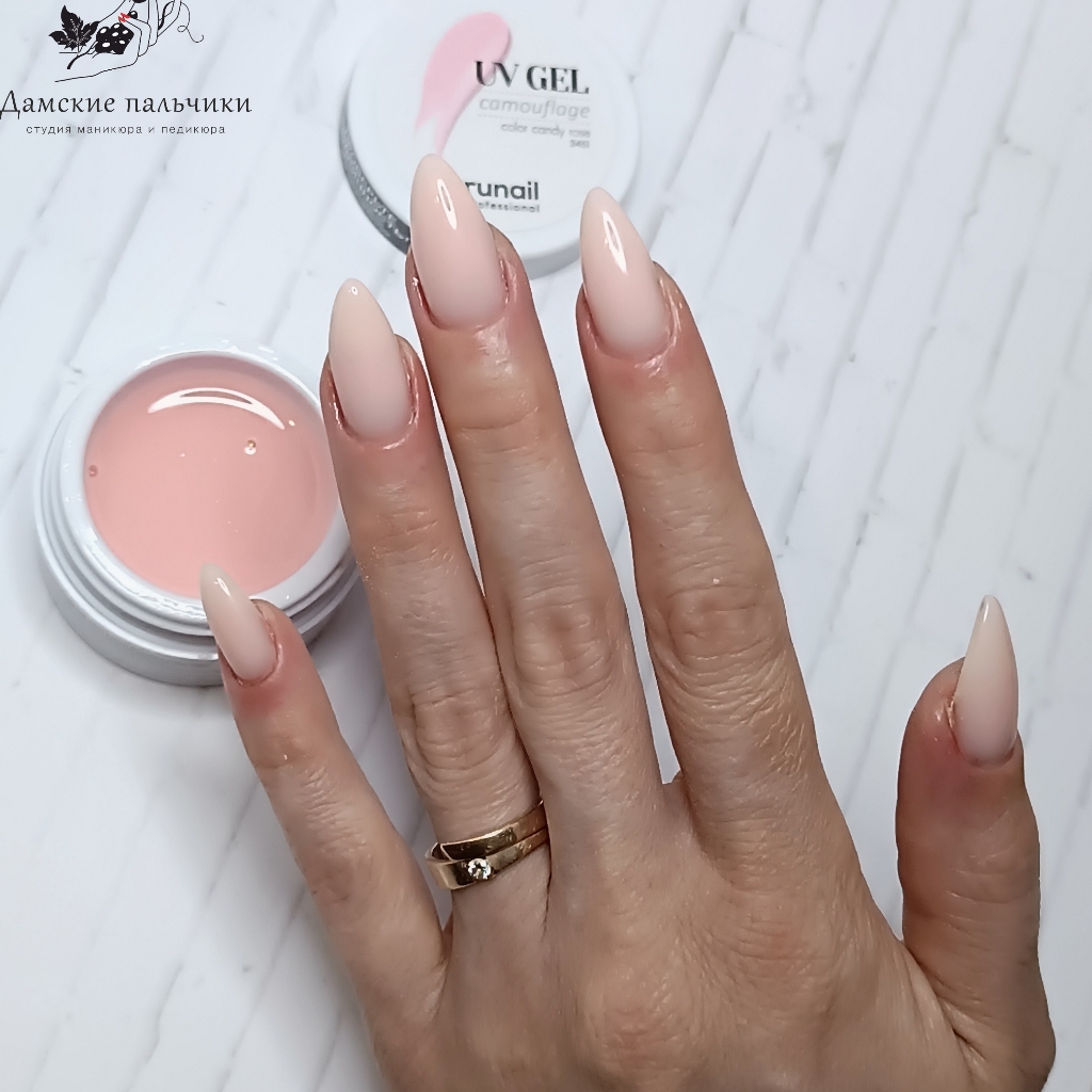 Маникюр с дополнительным укреплением однотон