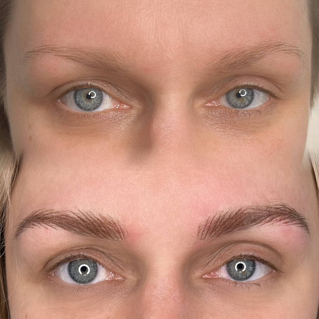 Корекція брів у волосковій техніці
