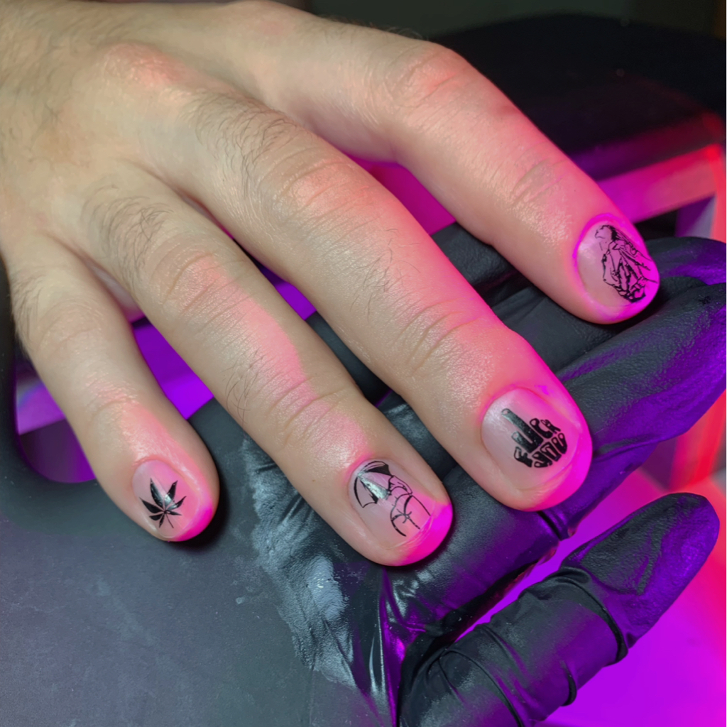 Мужской маникюр + гель лак + дизайн 10 пальцев