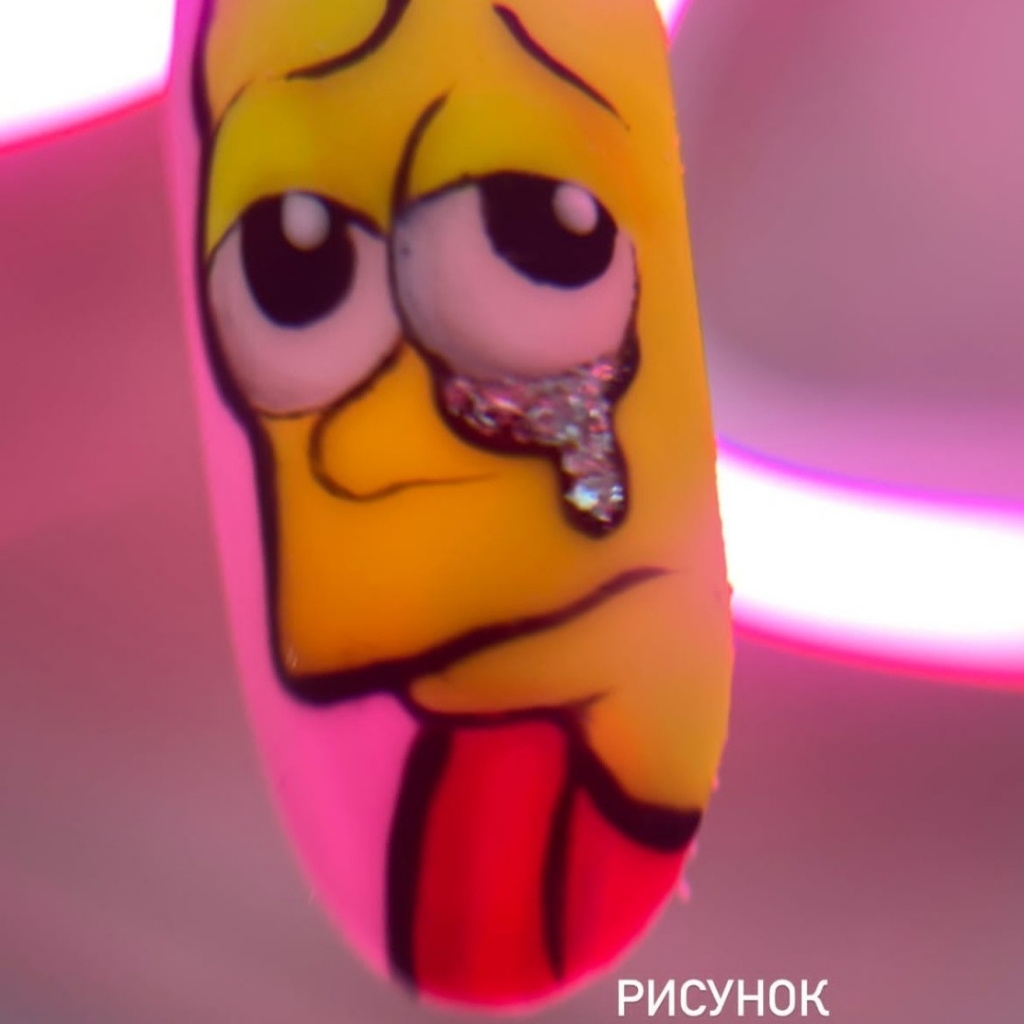 Дизайн сложный(1 ноготь) (стразы, роспись )