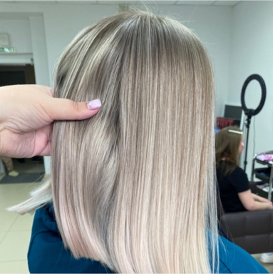 Идеальный блонд ( сложные техники), длина волос до плеч