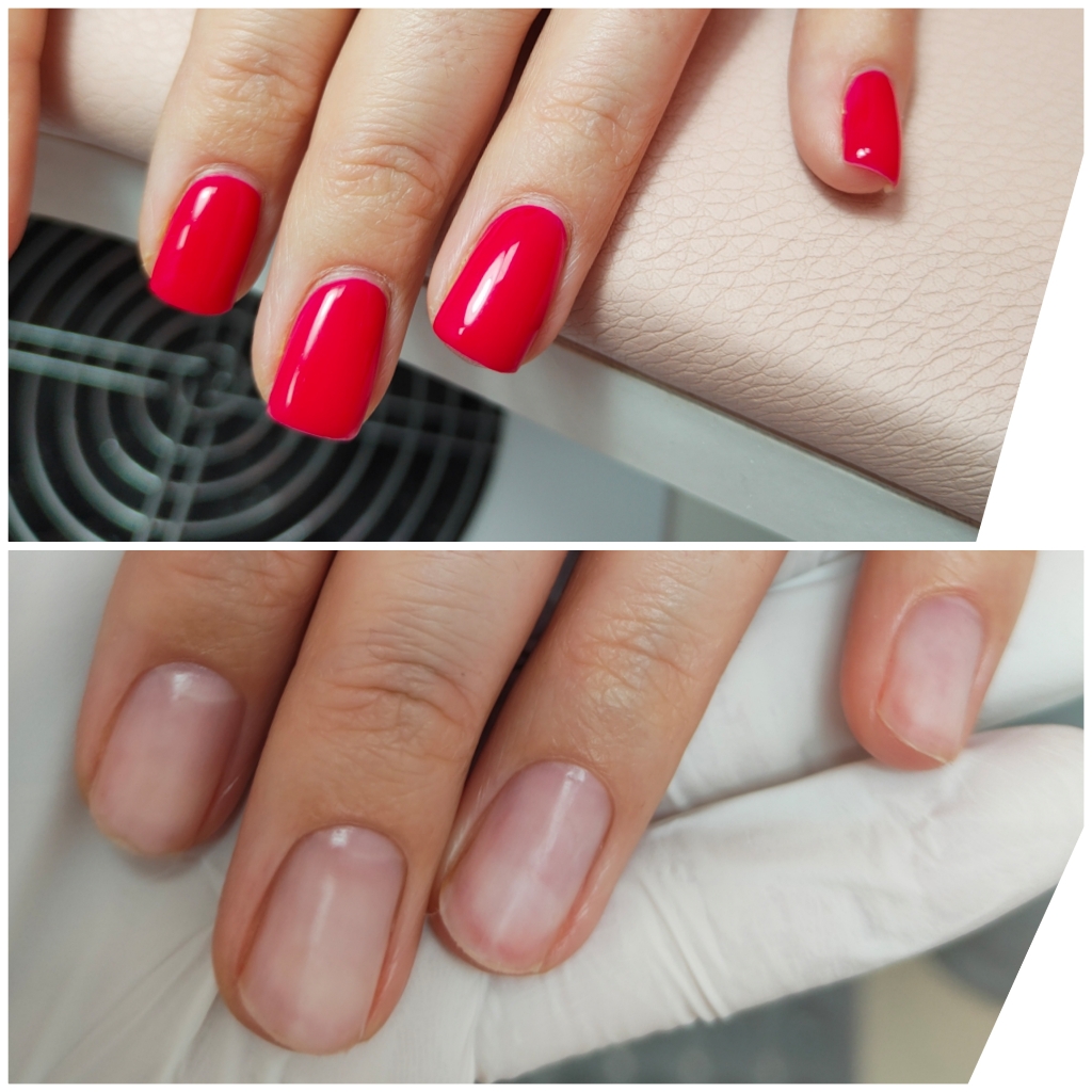 Снятие гель-лака, маникюр и восстановление ногтей (без покрытия))